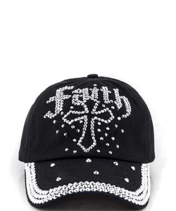 Crystal Faith Embellished Fashion Cap BA-EMH8648 BLACK